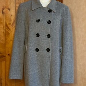Calvin Klein Double-Breasted Gray Wool Pea Coat